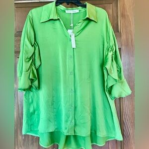 Elegant Lime Green Women's Top Size Large Brand New
